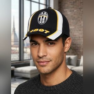Juventus Black & White Baseball Cap with Yellow Accents Size 58cm